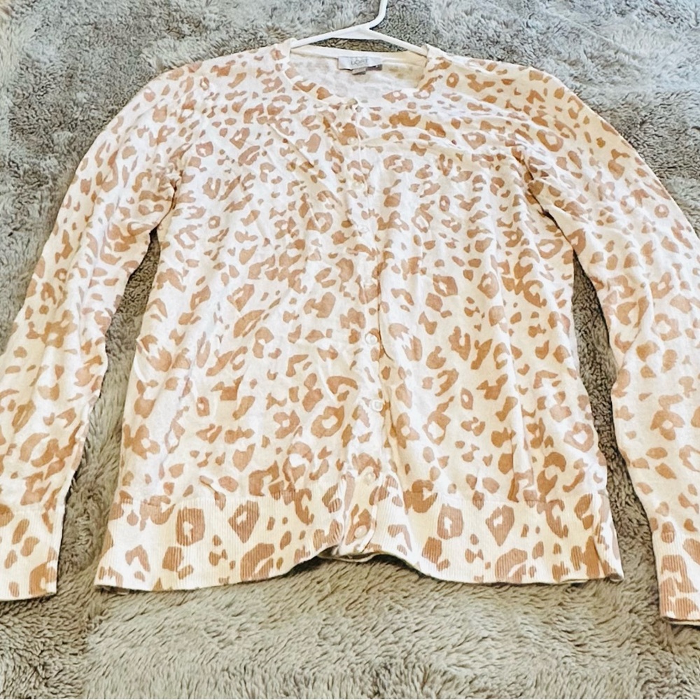 LOFT Beige Patterned Knit Sweater